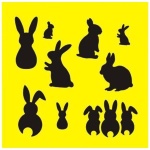 Στένσιλ πλαστικό "Πασχαλινά λαγουδάκια" 16x16εκ.  (ST0140)