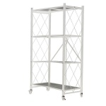 Ραφιέρα μεταλλική Nextdeco αναδιπλούμενη με ρόδες λευκή Υ126x72x36εκ.