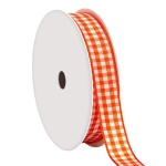 Κορδέλα καρώ με ούγια πορτοκαλί 25mm ρολό 45μ.