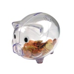 Κουμπαράς γουρουνάκι πλαστικός διάφανος Υ10,1x12,6x10εκ.