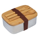 Lunch Box μεταλλικό eco με σετ μαχαιροπίρουνα 18x13x7,2εκ.