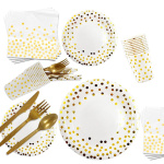 Σετ για πάρτυ πουά χρυσό-λευκό