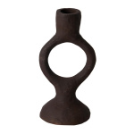 Κηροπήγιο αλουμινίου στρογγυλό στη βάση σκούρο καφέ Υ16,5εκ.