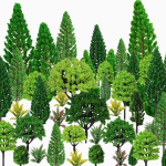Δεντράκια μακέτας πλαστικά πράσινα σετ 60τμχ.