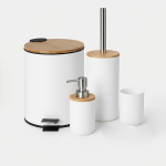 Σετ αξεσουάρ μπάνιου Nextdeco λευκό - μπαμπού 4 τεμαχίων